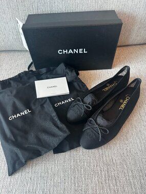 Authentic Chanel Black Mesh Ballet Flats